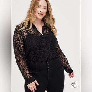 New Torrid Madison Lace Button-Up Long Sleeve Shirt sz 4